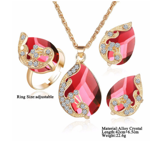 Bridal Jewellery Set — Necklace, Earrings & Hand Chain, 5 Colours