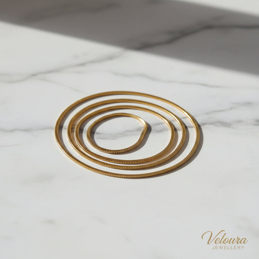 18K Gold Snake Chain Necklace for Women — Titanium, 5 Lengths