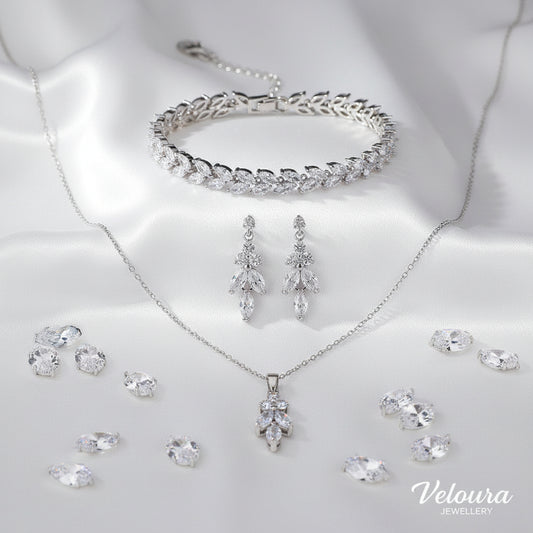 CZ Bridal Jewellery Set — 3-Piece Necklace, Earrings & Ring