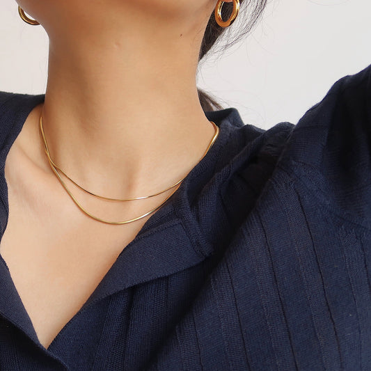 18K Gold Snake Chain Necklace for Women — Titanium, 5 Lengths