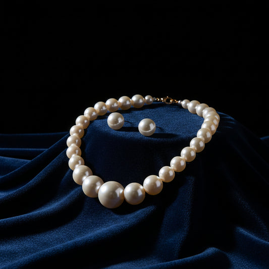 Chunky Pearl Necklace & Earring Set — Statement Occasion Jewellery