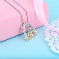 Double Heart Diamond Pendant Necklace — 925 Sterling Silver & Gold