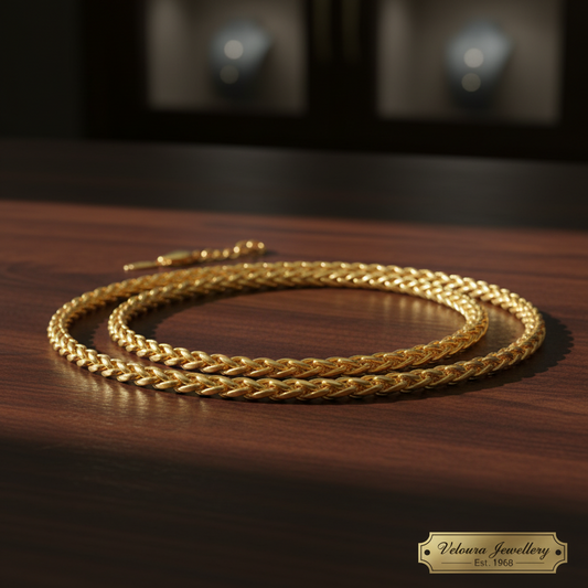 Wheat Chain Necklace for Men — Gold Stainless Steel, 5MM