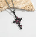 Snake Cross Pendant Necklace — Men's AAA Zircon Statement Piece